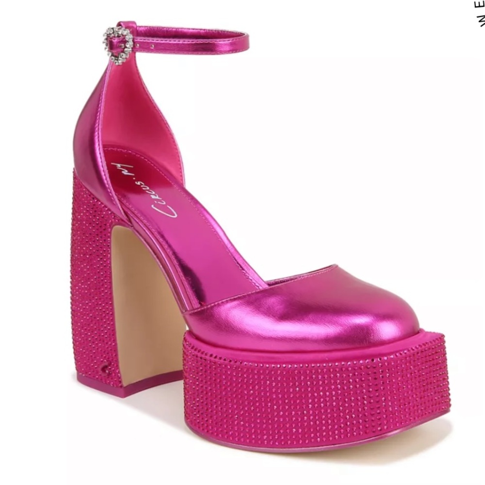 Sam Edelman Metallic Pink Rhinestone Platform Heels- Size 8